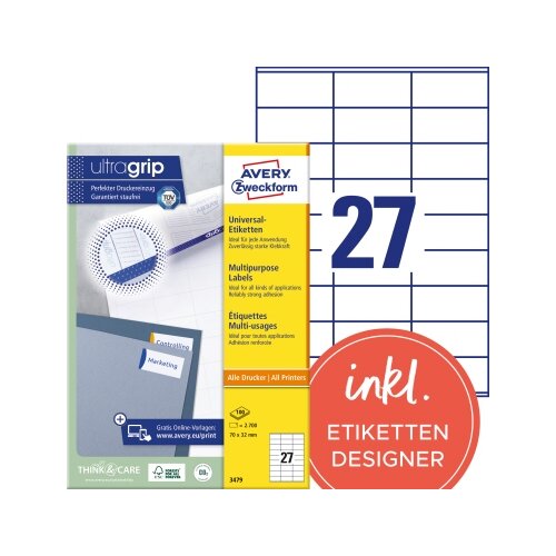 Avery Zweckform Universaletikett ultragrip 70 x 32 mm (B x H)