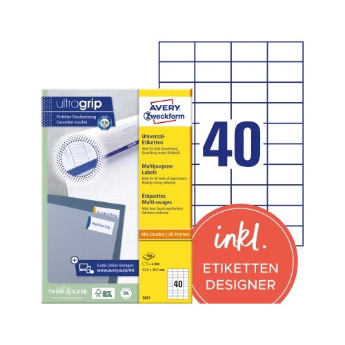 Avery Zweckform Universaletikett ultragrip 52,5 x 29,7 mm (B x H)