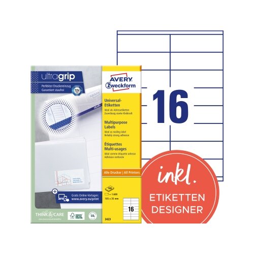 Avery Zweckform Universaletikett ultragrip 105 x 35 mm (B x H)