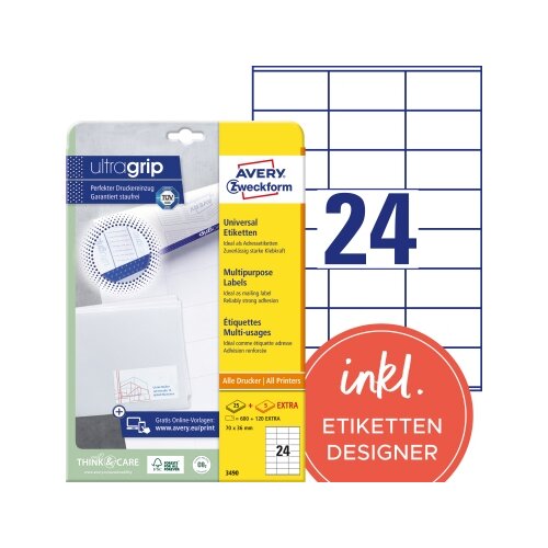 Avery Zweckform Universaletikett ultragrip 70 x 36 mm (B x H)