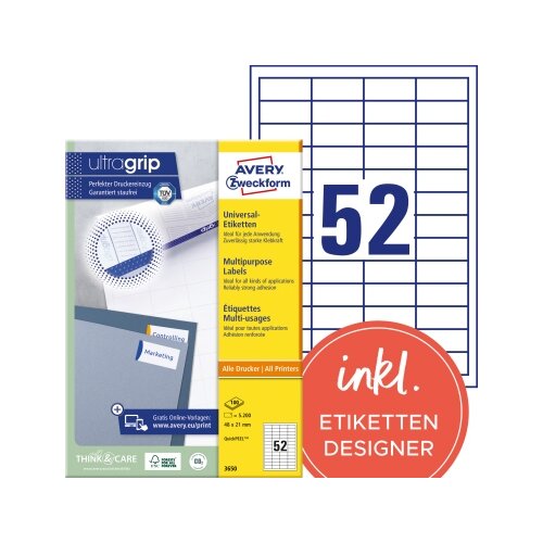 Avery Zweckform Universaletikett ultragrip 48 x 21 mm (B x H)