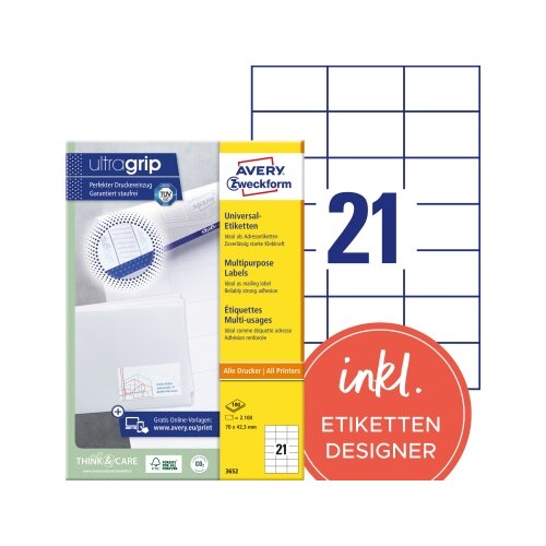 Avery Zweckform Universaletikett ultragrip 70 x 42,3 mm (B x H)