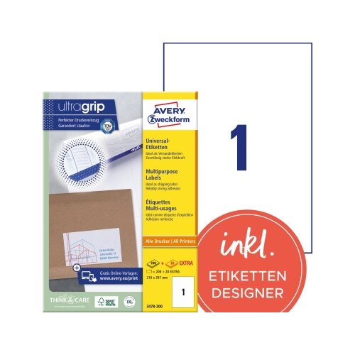Avery Zweckform Universaletikett ultragrip 210 x 297 mm (B x H)