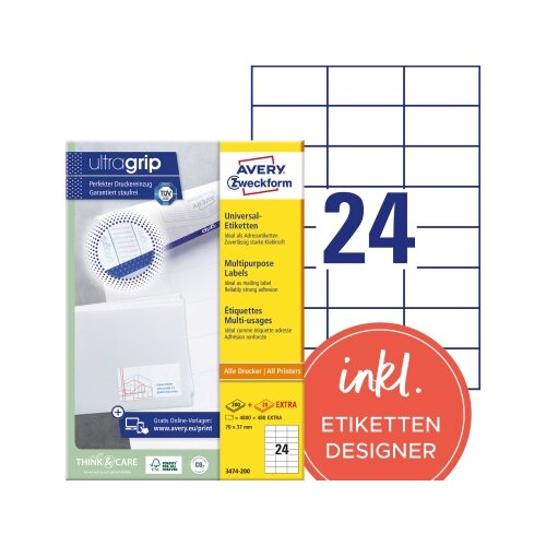 Avery Zweckform Universaletikett ultragrip 70 x 37 mm (B x H)