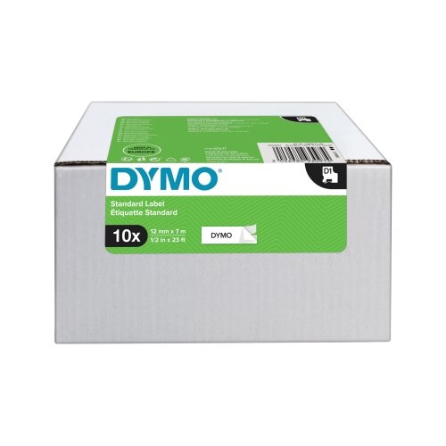 DYMO® Schriftbandkassette D1 12 mm x 7 m (B x L) weiß 10 St./Pack.