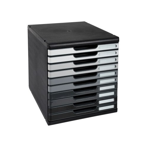 Exacompta Schubladenbox MODULO Shades of grey 10 Schubladen geschlossen DIN A4+ schwarz