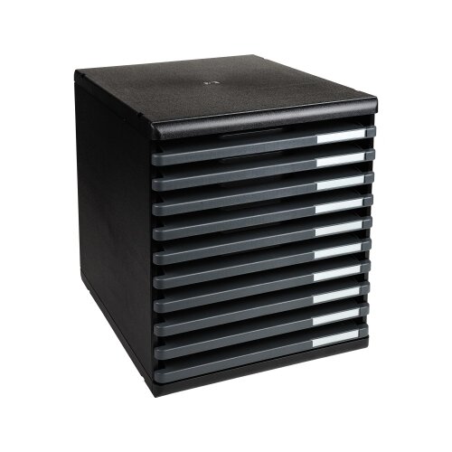 Exacompta Schubladenbox MODULO ECOBlack 10 Schubladen offen DIN A4+ schwarz