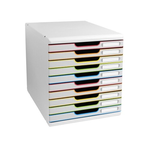 Exacompta Schubladenbox MODULO Black Office 10 Schubladen geschlossen DIN A4+ weiß