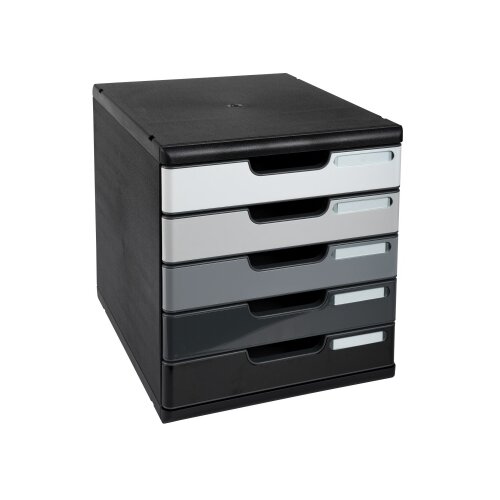 Exacompta Schubladenbox MODULO Shades of grey 5 Schubladen geschlossen DIN A4+ schwarz