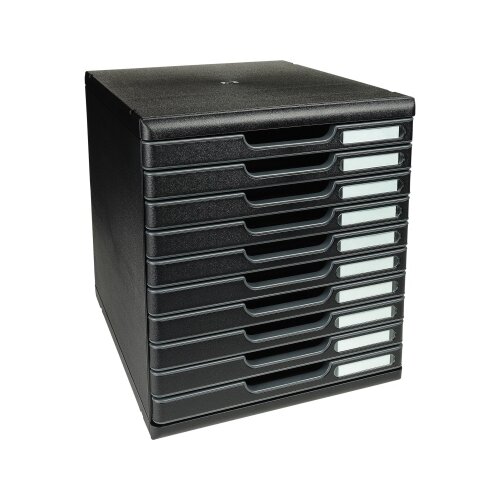 Exacompta Schubladenbox MODULO ECOBlack 10 Schubladen geschlossen DIN A4+ schwarz