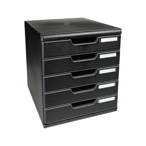 Exacompta Schubladenbox MODULO ECOBlack 5 Schubladen geschlossen DIN A4+ schwarz