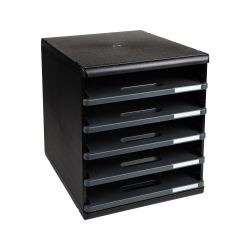 Exacompta Schubladenbox MODULO ECOBlack 5 Schubladen offen DIN A4+ schwarz