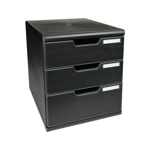 Exacompta Schubladenbox MODULO ECOBlack 3 Schubladen geschlossen DIN A4+ schwarz