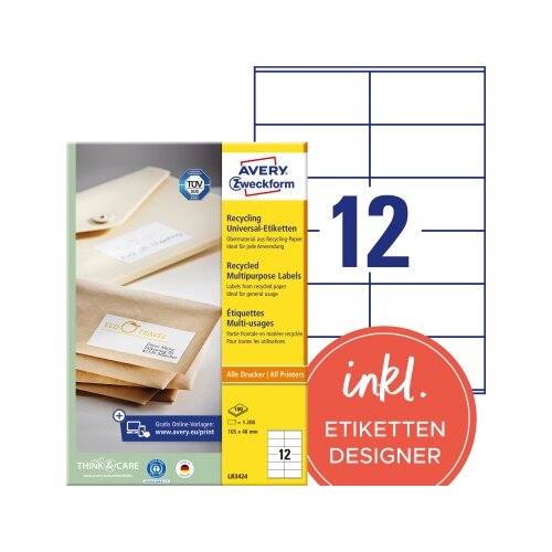 Avery Zweckform Universaletikett Recycling 105 x 48 mm (B x H)