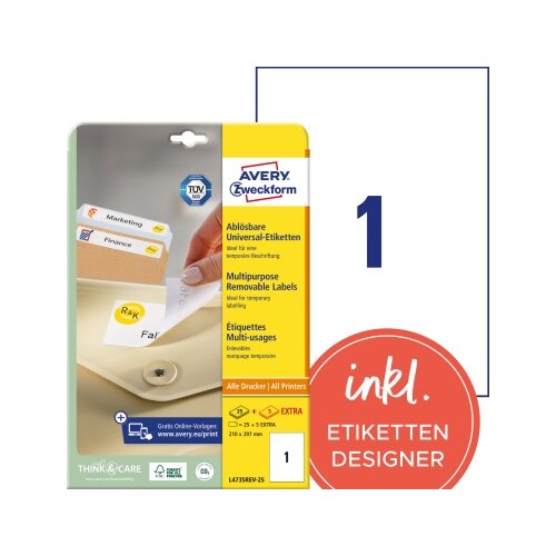 Avery Zweckform Universaletikett 210 x 297 mm (B x H)