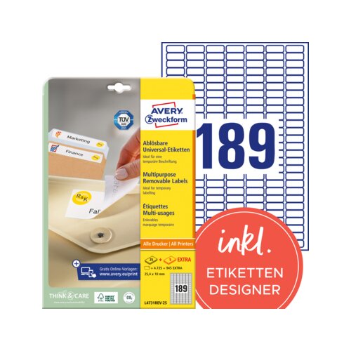 Avery Zweckform Universaletikett 25,4 x 10 mm (B x H)