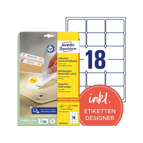 Avery Zweckform Universaletikett 63,5 x 46,6 mm (B x H)