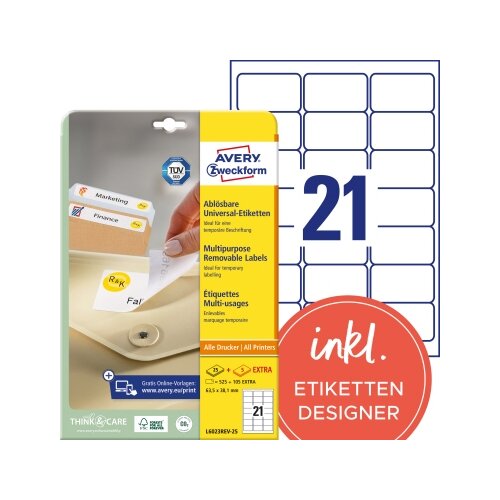 Avery Zweckform Universaletikett 63,5 x 38,1 mm (B x H)