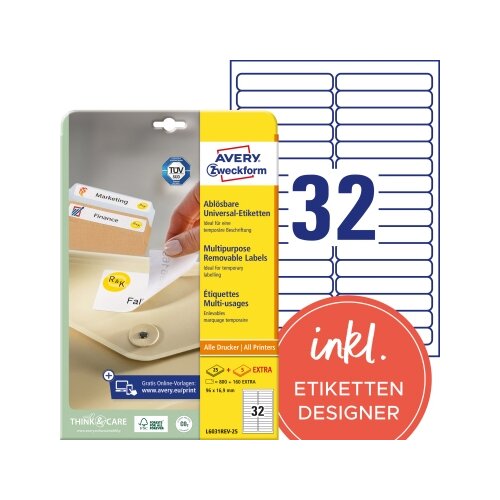 Avery Zweckform Universaletikett 96 x 16,9 mm (B x H)