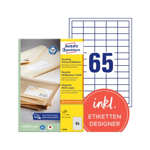 Avery Zweckform Universaletikett Recycling 38 x 21,2 mm (B x H)