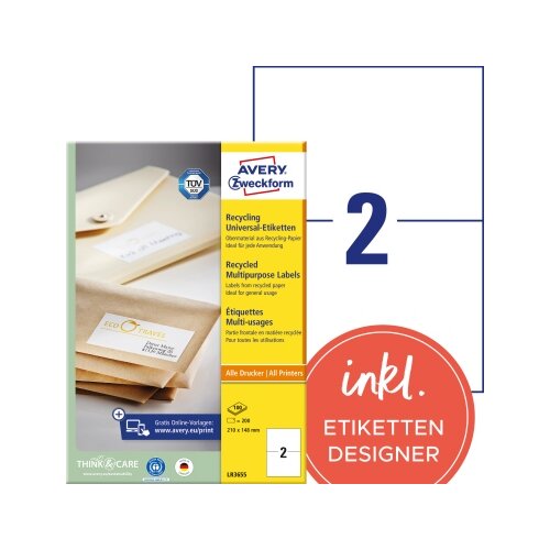 Avery Zweckform Universaletikett Recycling 210 x 148 mm (B x H)