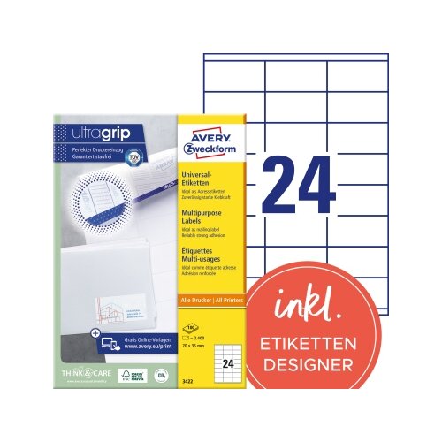 Avery Zweckform Universaletikett ultragrip 70 x 35 mm (B x H)