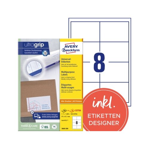 Avery Zweckform Universaletikett ultragrip 97 x 67,7 mm (B x H)