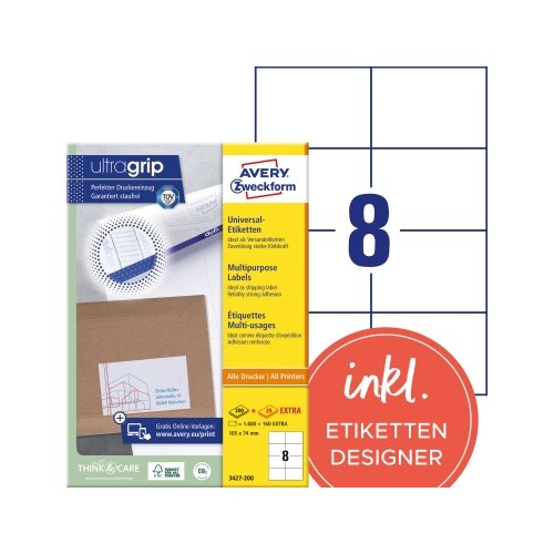 Avery Zweckform Universaletikett ultragrip 105 x 74 mm (B x H)