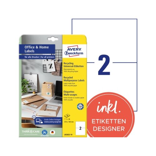 Avery Zweckform Universaletikett Recycling 210 x 148 mm (B x H)