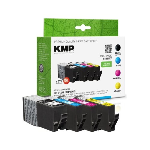 KMP Tintenpatrone Kompatibel mit HP 912XL schwarz, cyan, magenta, gelb