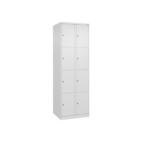 C+P Schließfachschrank Classic PLUS mit Sockel 2 Abteile 8 Fächer verkehrsweiß