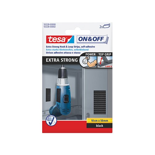 tesa® Klettverbinder Streifen On & Off Extra Strong
