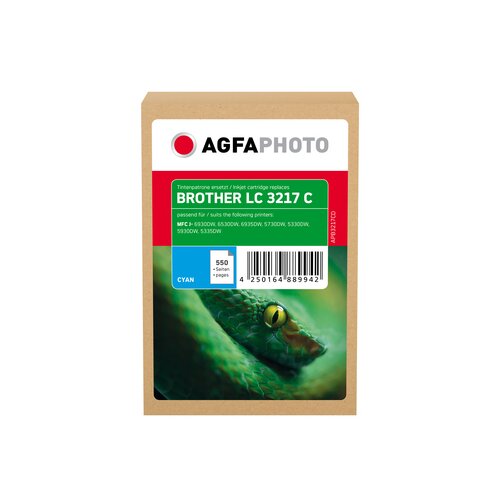 AgfaPhoto Tintenpatrone Kompatibel mit Brother LC-3217 cyan