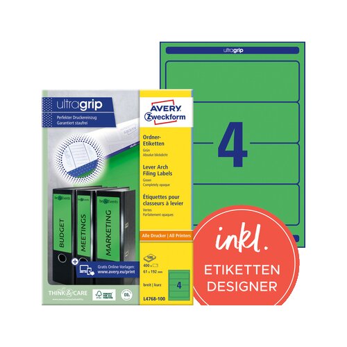 Avery Zweckform Ordnerrückenetikett ultragrip breit/kurz