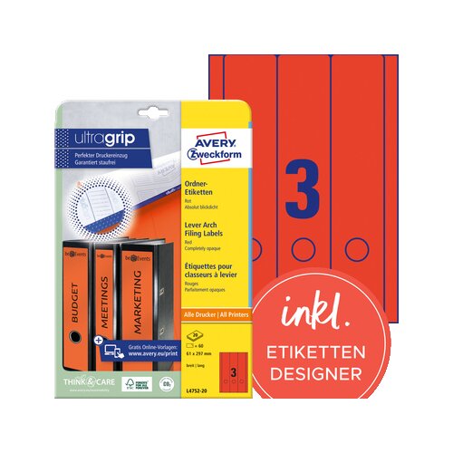 Avery Zweckform Ordnerrückenetikett ultragrip breit/lang