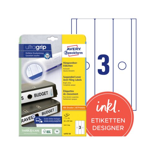 Avery Zweckform Ordnerrückenetikett ultragrip breit/lang