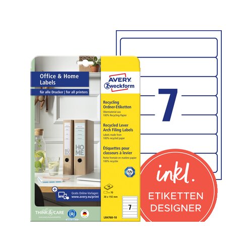 Avery Zweckform Ordnerrückenetikett Recycling schmal/kurz