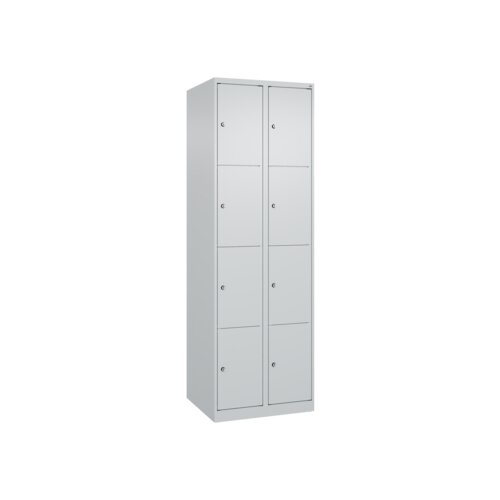 C+P Schließfachschrank Classic PLUS mit Sockel 2 Abteile 8 Fächer lichtgrau