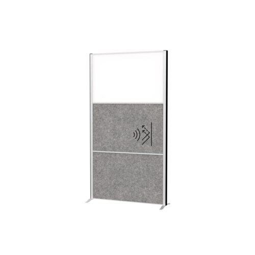 MAUL Stellwand MAULconnecto 2 x Akustikwand 1 x Whiteboard weiß, dunkelgrau silber