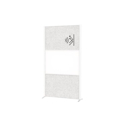 MAUL Stellwand MAULconnecto 2 x Akustikwand, 1 x Whiteboard weiß, hellgrau weiß