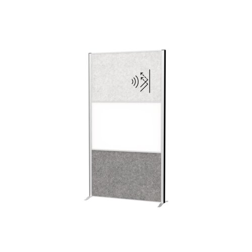 MAUL Stellwand MAULconnecto 2 x Akustikwand, 1 x Whiteboard hellgrau, weiß, dunkelgrau silber