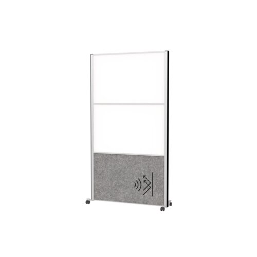 MAUL Stellwand MAULconnecto 1 x Akustikwand, 2 x Whiteboard weiß, dunkelgrau silber
