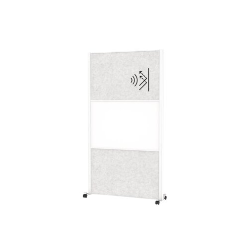 MAUL Stellwand MAULconnecto 2 x Akustikwand, 1 x Whiteboard weiß, hellgrau weiß
