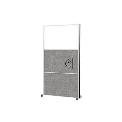 MAUL Stellwand MAULconnecto 2 x Akustikwand, 1 x Whiteboard weiß, dunkelgrau silber