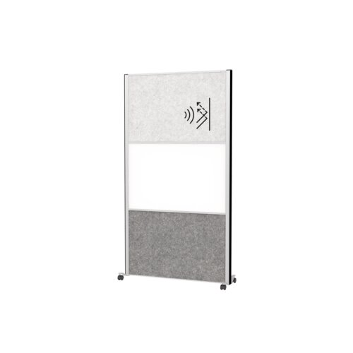 MAUL Stellwand MAULconnecto 2 x Akustikwand, 1 x Whiteboard hellgrau, weiß, dunkelgrau silber