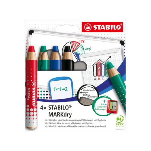 STABILO® Whiteboard-/Flipchartmarker MARKdry 4 St./Pack.