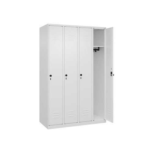 C+P Kleiderspind Classic PLUS mit Sockel 1.200 x 1.850 x 500 mm (B x H x T) verkehrsweiß