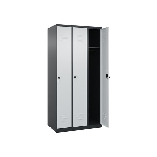 C+P Kleiderspind Classic PLUS mit Sockel 900 x 1.850 x 500 mm (B x H x T) schwarzgrau