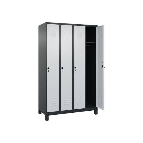 C+P Kleiderspind Classic PLUS mit Standfuß 1.200 x 1.950 x 500 mm (B x H x T) schwarzgrau
