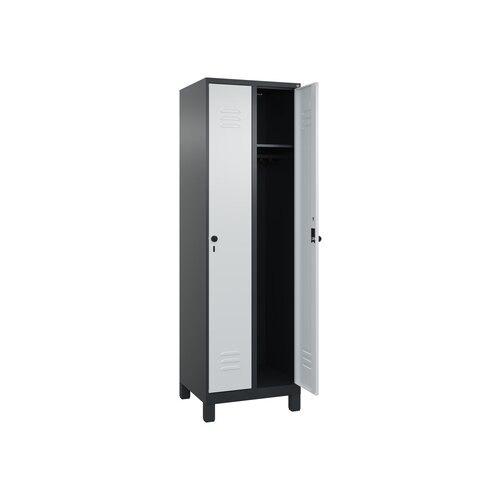 C+P Kleiderspind Classic PLUS mit Standfuß 600 x 1.950 x 500 mm (B x H x T) schwarzgrau
